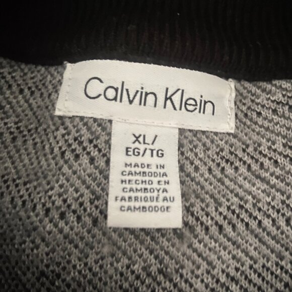 Vintage Calvin Klein Black Grey Striped Diagonal Acrylic Sweater Women's Size XL - Picture 7 of 7